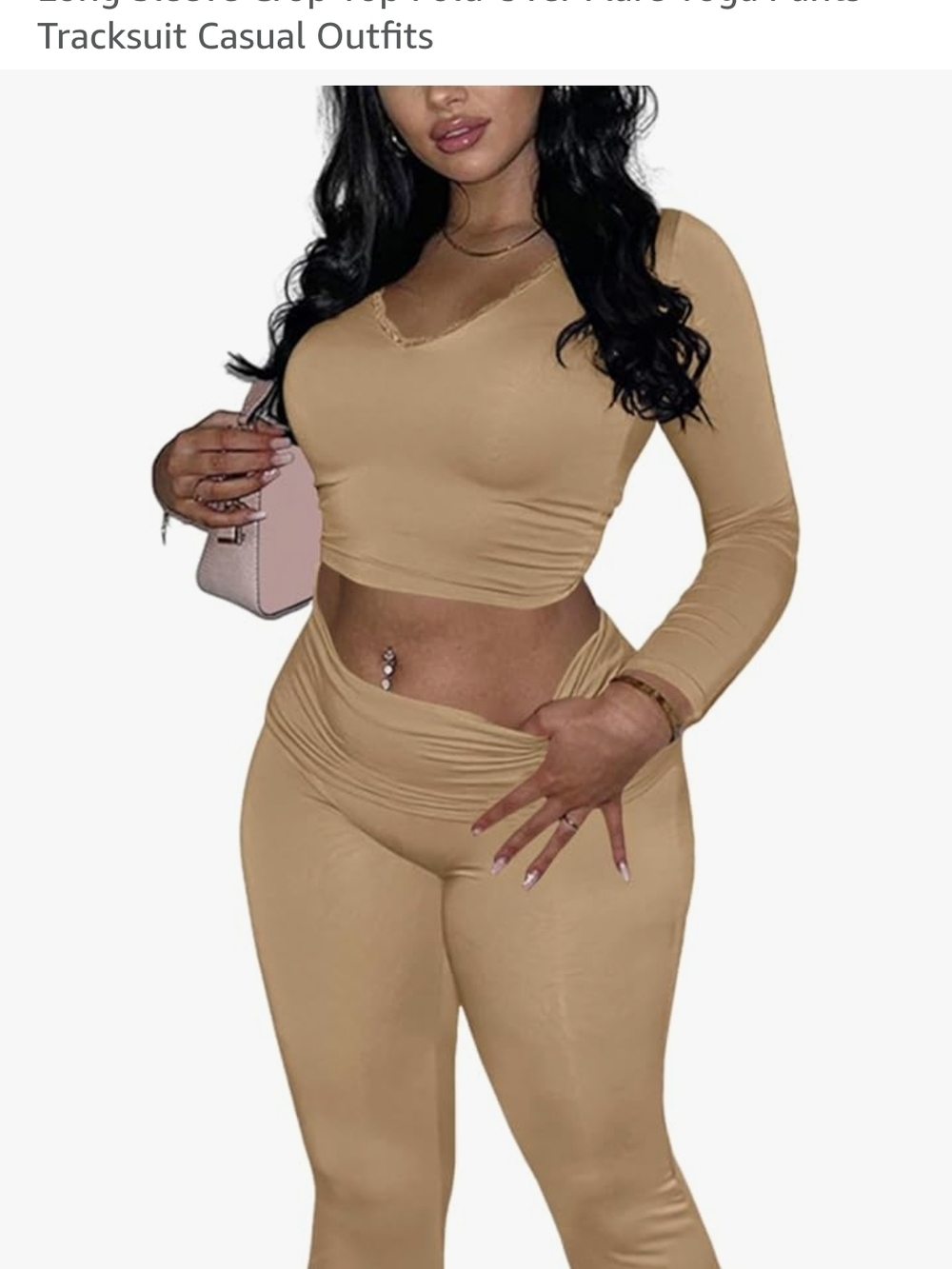 Lace Trim V-Neck Long Sleeve Top Legging Set